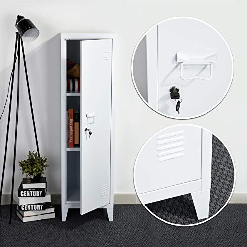 HouseinBox Back to School Home Office Lab Storage High Standing Locker Organizer File Storage Chest Metal Cabinet 1 Door 3 Shelves - Thumbnail 5
