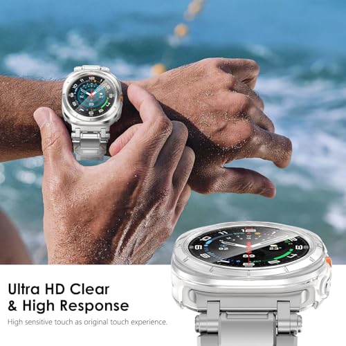 Image of VEMIGON Hard PC Case Compatible with Samsung Galaxy Watch Ultra 47mm 2024 Screen Protector, Anti-Slip Ultra-Thin Scratch Resistant Cover with Tempered Glass for Samsung Watch 7 Ultra - (47mm Clear)