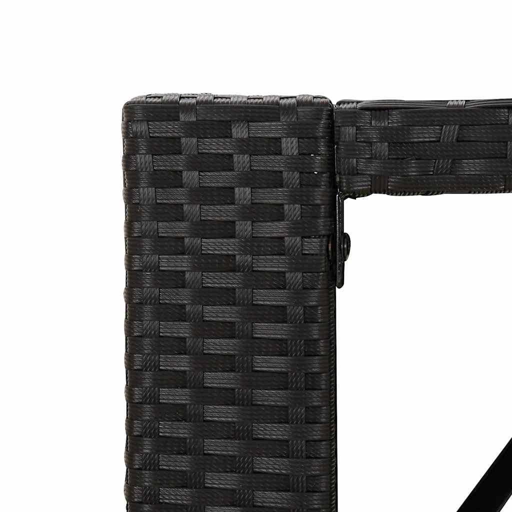 9-częściowy zestaw barów ogrodowych z poduszkami rattanowymi PE czarny | Stół ze szkła hartowanego, stal malowana proszkowo, zdejmowana pokrywa, maks. 110 kg na siedzenie