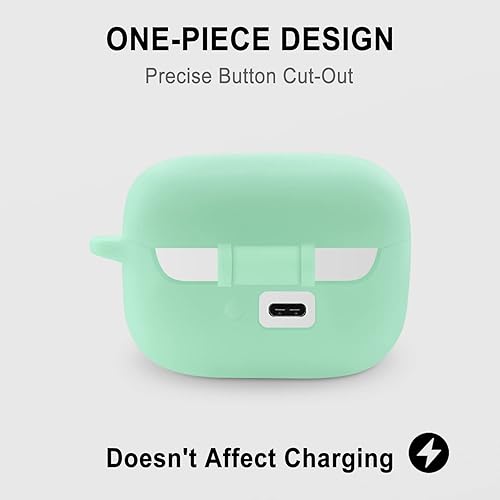 Miniatura 3 de Geiomoo Funda de silicona para Sony LinkBuds S, funda protectora con mosquetón (verde luminoso)