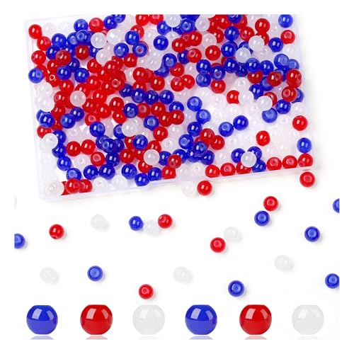 300pcs Red White and Blue Glass Beads - image 1