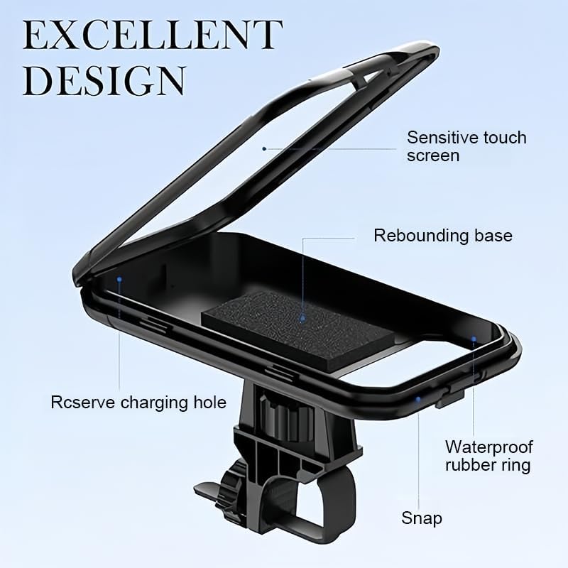 Miniatura 4 de Soporte para teléfono de bicicleta, soporte de teléfono de motocicleta de rotación 360, compatible con pantalla táctil, no obstruye la cámara,