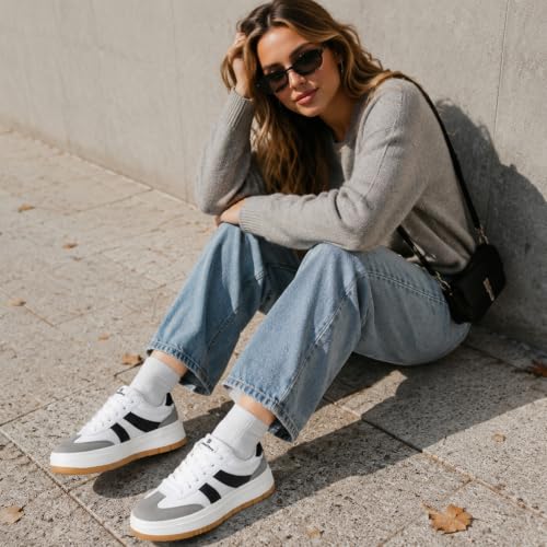 Image of BAASPLOA Women's Platform Fashion Sneakers Classic Chunky Tennis Shoes