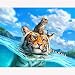 Puzzle per adulti, puzzle difficili da 5000 pezzi per adulti e adolescenti, tigre e gatto nell'acqua Puzzle da 5000 pezzi, puzzle per adulti, giocattoli intellettuali per la famiglia 156,5 × 105,5 cm