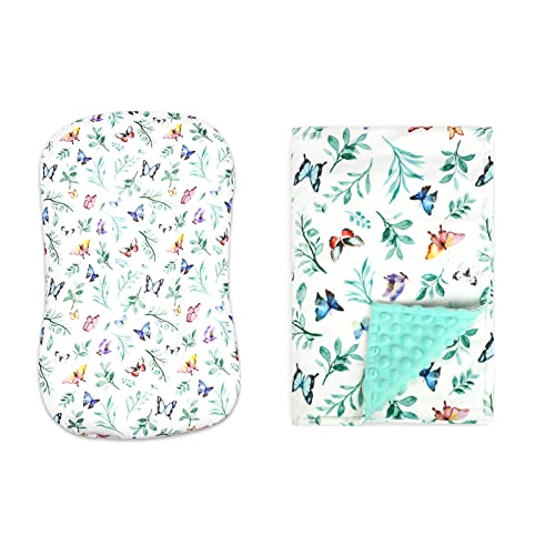Image of Baby Lounger Cover and Baby Blanket for Boys Girls, Newborn Lounger Slipcover, Soft Toddler Blanket, Butterfly