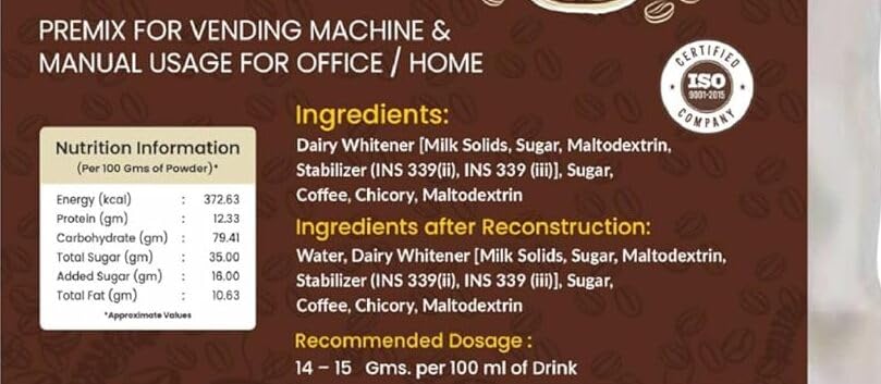 Image of Arasta Cappuccino Premix Ultra Low Sugar | Instant Coffee Powder for Vending Machine & Manual Use | 1 Kg Pack