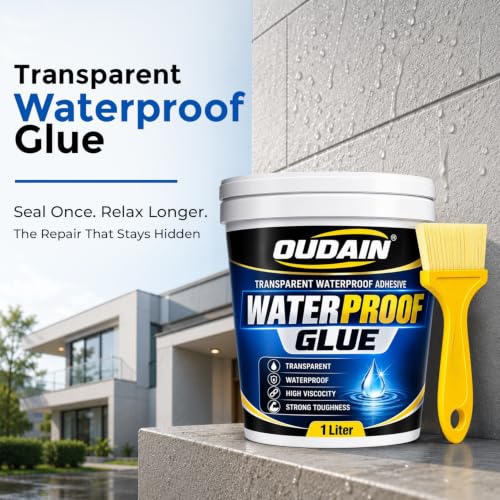 Image of Oudain 1 kg Transparent Waterproof Glue for Leakage, Epoxy Resin for Flooring, Crack Seal Agent Waterproofing for Roof Leakage Solution Indoor Outdoor Waterproof Adhesive Sealan