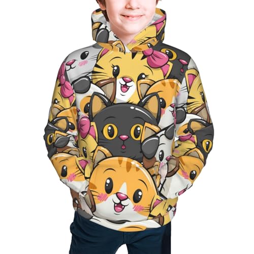 Cute Cat Cartoon Kid Hoodies Boys Sweatshirts Girls Pullover with Pocket3