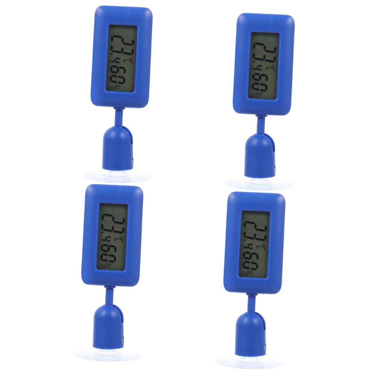 Housoutil 4piezas Digital Para Reptiles Ventosa y Pantalla Lcd Medidor De Temperatura y Humedad Rotativo Para Terrarios y Acuarios Accesorios Para Dragones Barbados y Otros Reptiles