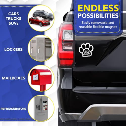 Image of Magnet Me Up All Bark No Bite Magnet Decal, 5 Inch, 2 Pack, Heavy Duty Automotive Accessory, Magnet for Cars, Trucks and SUVs, Full Color UV Printed, Vinyl, Crafted in USA