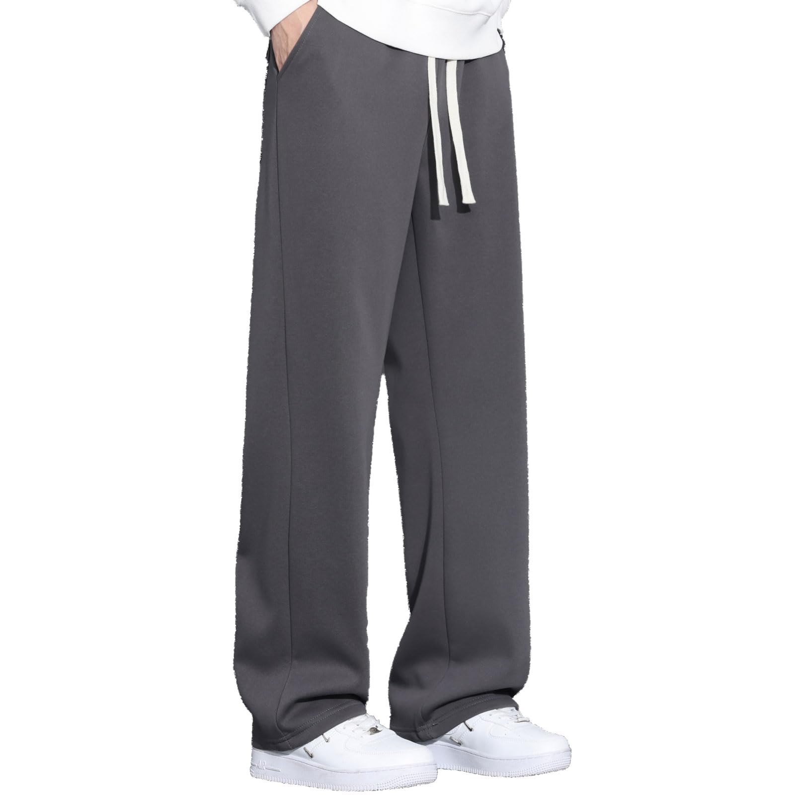 SHAGGA Pantaloni della tuta da uomo con orlo aperto dritto e cintura elastica con tasche per corsa, palestra, allenamento