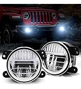 COWONE 4" Inch LED Fog Lights Compatible with Wrangler JK TJ LJ CJ 2007-2018 Front Bumper Replace...
