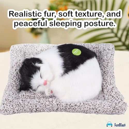 Image of FunBlast Cute Sleeping Cat Plush Toy with Meow Sound, Gift for Kids, Toy Accessories for Car Dashboard (Random Color)