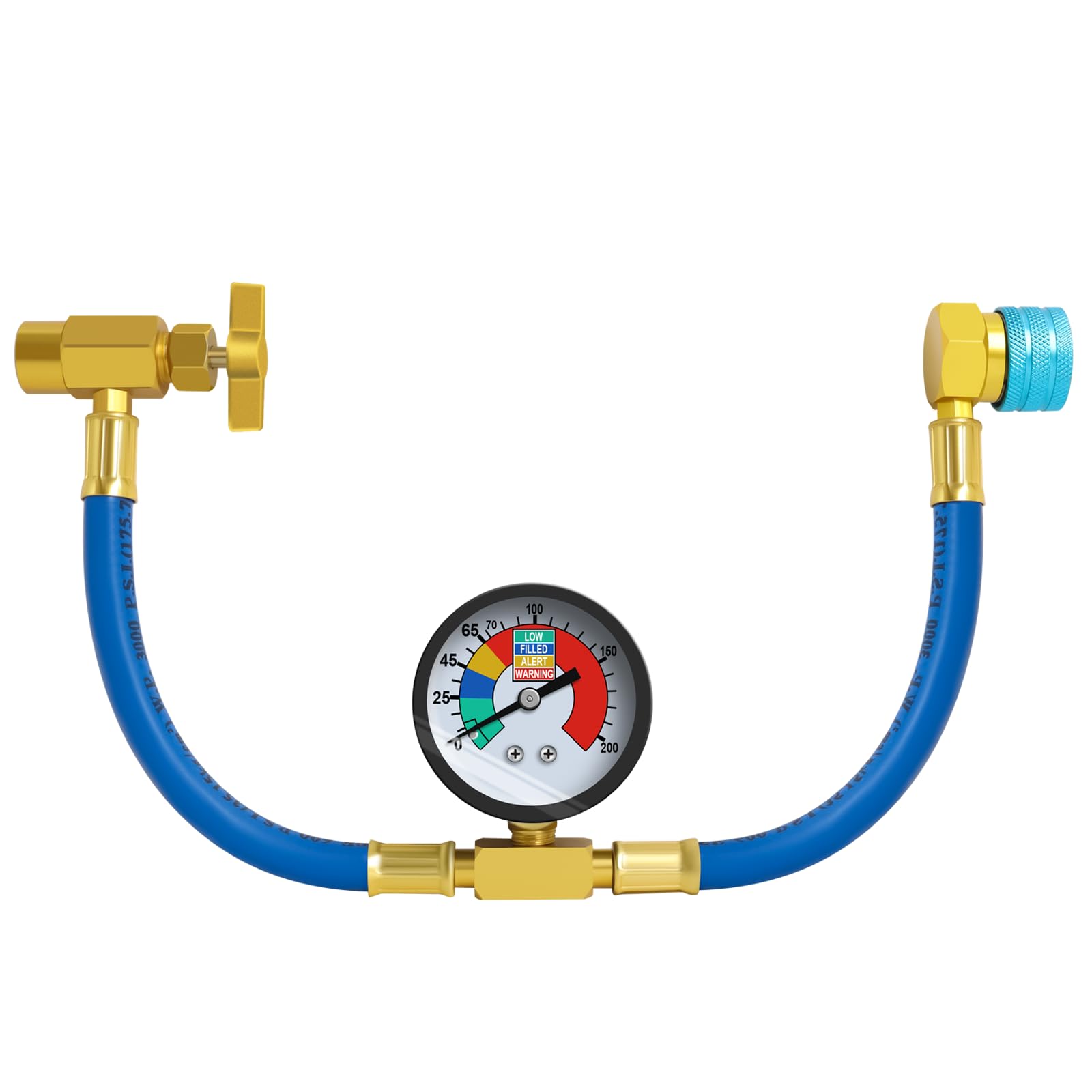 Ketofa R1234YF Refrigerant Charge Hose Kit, R-1234YF AC Refrigerant Can Hose with Gauge, 1/2 LH Can Opener Tap and R1234YF Low Side Adapter