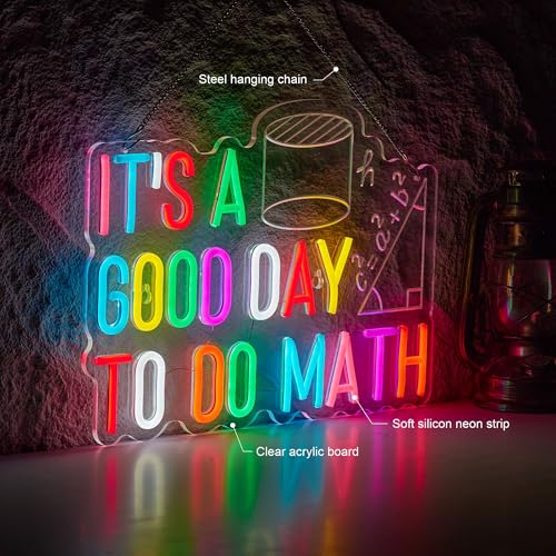 Image of It's A Good Day To Do Math Neon Sign Colorful LED Light for Classroom Wall Decor Math Teacher Lover Student Gift Home Office Study Room Fun and Inspirational Math-Themed Neon Light