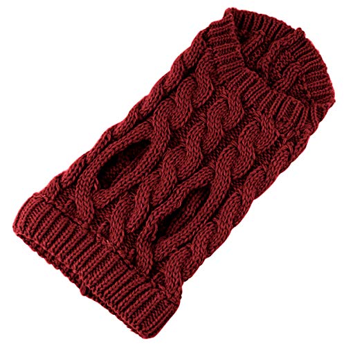Petyoung Hundepullover Weste Warmer Mantel Haustier weiche Strickwolle Winter Pullover gestrickt Häkeln Mantel Kleidung für kleine mittlere Hunde (XL, Rot)