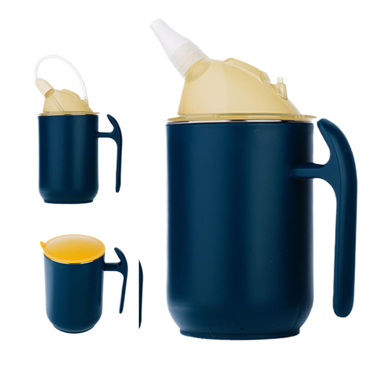 Tazza antigoccia per anziani, in acciaio inox, ergonomica, con coperchio, ideale per pazienti e caregiver, facile da usare e design sicuro