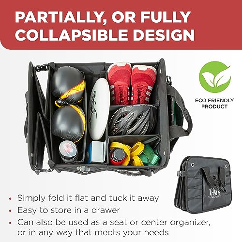 TRUNKCRATEPRO XL Heavy-Duty Trunk Organizer – Reinforced SUV & Truck Cargo Storage with 6 Adjustable Compartments, Non-Slip Base & Securing Straps (Foldable Design, Black) by TRUNKCRATEPRO - Image 4