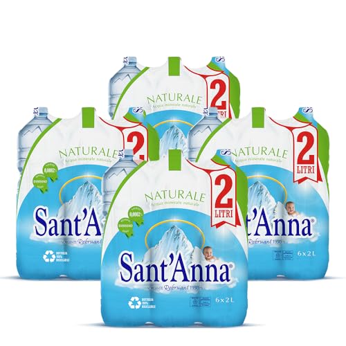 Acqua Sant'Anna Pack 2,0L Naturale | 24 bottiglie | Acqua Minerale Naturale Oligominerale Minimamente mineralizzata | Bottiglie di Plastica 100% Riciclabile