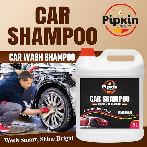 Image of Pipkin Car wash Shampoo 5 Ltr (Pack of 1) | High Foam for Deep Cleaning | Remove Tough Dirt | Safe on Paint | pH Neutral