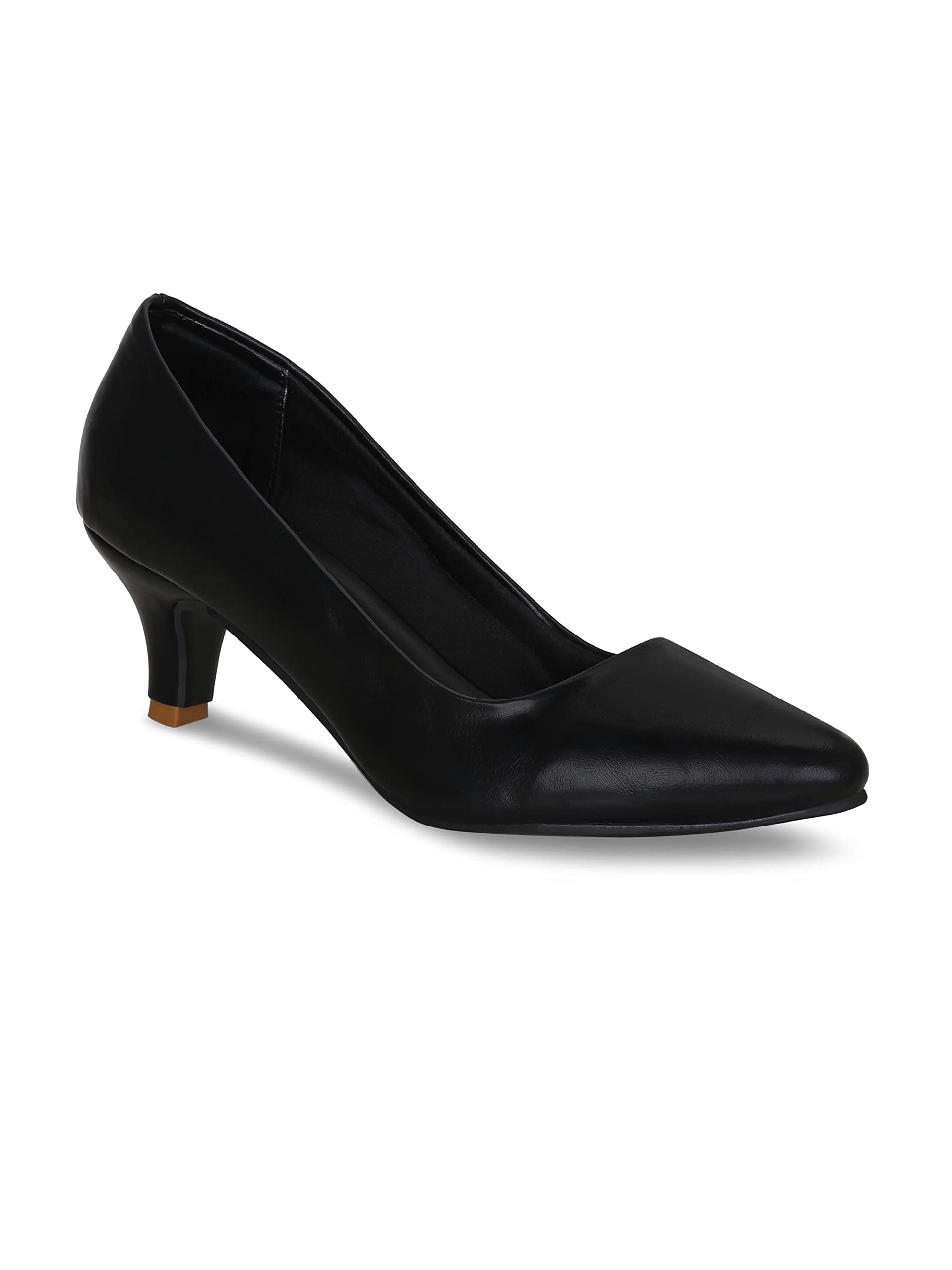 Get GlamrWomen Faux Leather Classic Work Pumps|| Semi-Pointed Toe|| Block Low Heels|| Smart Causals|| Heel Pumps