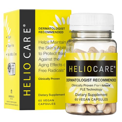 Heliocare Skin Care Dietary Supplement: 240mg Polypodium Leucotomos Extract Pills - Antioxidant Rich Formula with Fernblock and PLE Technology - 60 Veggie Capsules