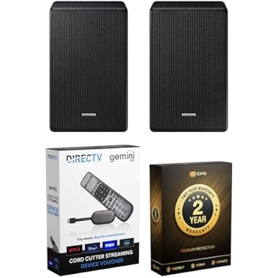 Samsung SWA-9500S/ZA Wireless Rear Speaker Kit with Dolby Atmos for Soundbar Surround Sound Bundle with Redeemable DIRECTV Gemini Air Streaming Device and Premium 2 YR CPS Enhanced Protection Pack
