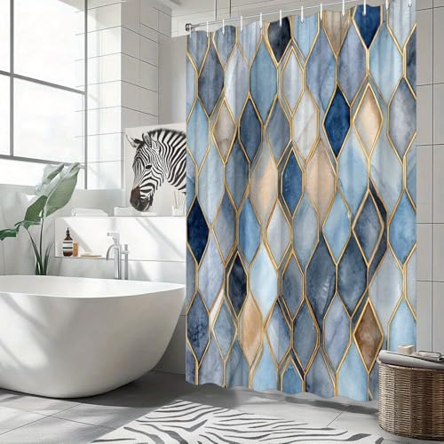 Rideau de douche mosaïque géométrique 140x170cm pour décorer et protéger la baignoire - 4