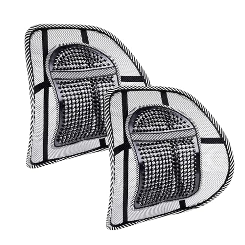 CABLEPELADO - Respaldo Ergonómico con Masajeador Lumbar para Silla y Coche | Rejilla Transpirable con Soporte Viscoelástico | Correa Ajustable | Medidas 39,5 x 39,5 cm (Pack 2 uds)