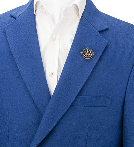 Knighthood Golden Crown with Black Stone Detailing Lapel Pin Brooch Shirt Stud for Men2