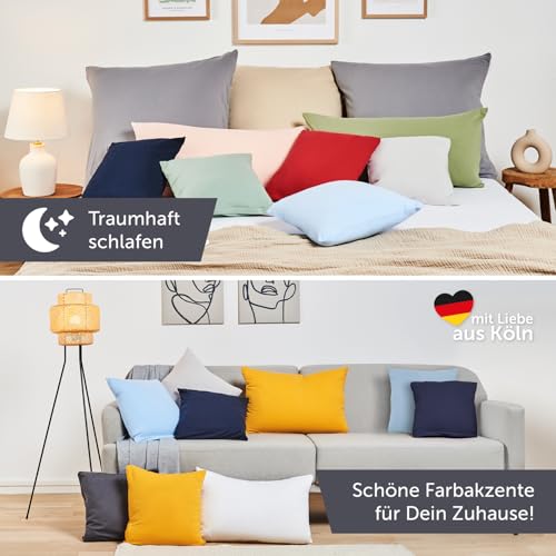 Blumtal Jersey Kissenbezug 70x90 im 2er Set - Oeko-TEX zertifizierte Kopfkissenbezüge 70x90 aus 100% Baumwolle - weiche Kissenhülle für… – Ansicht 4