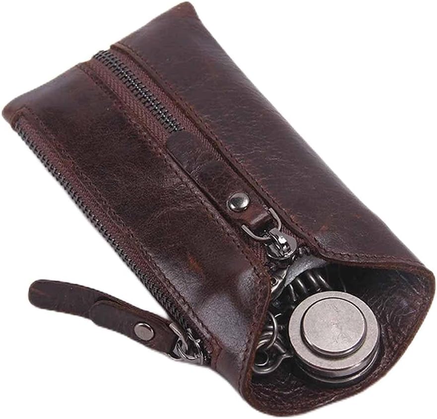 HBJWOV Leather Key Wallet Men Car Holder Zipper Keys Case Male Man Housekeeper Organizer