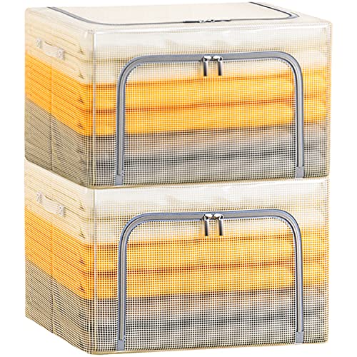 Byg 70L Waterproof Transparent Storage Bins Stackable Foldable Steel Frame Storage Boxes For Comforters Bedding Blankets Clothing Pillows Decorations Pack Of 2 #TOP26