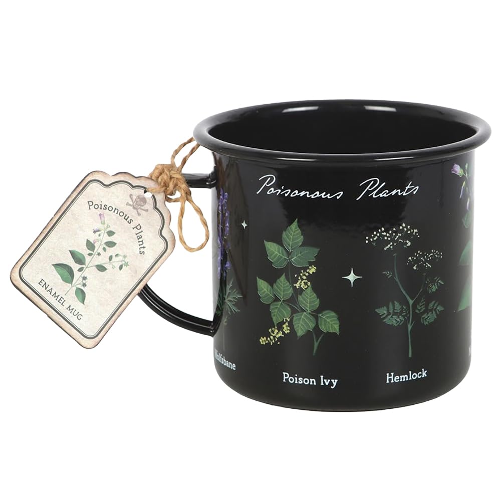 Poisonous Plants Enamel Mug โ Gothic Nature-Inspired Design with Hemlock, Foxglove & Nightshade โ 500ml Capacity, Durable & Stylish โ Perfect for Gothic & Nature Lovers