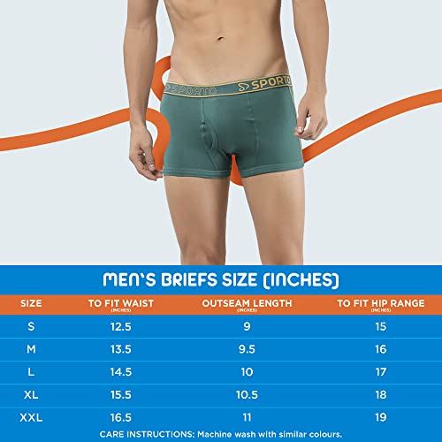 Image of sporto Men's Mid-Rise Super Soft & Comfortable Solid Cotton Square Trunks with No-Fold & No-Pinch Elastic Waistband (Combo Pack)