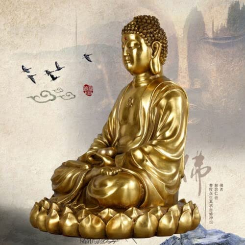 Figura grande de bronce de latón Sakyamuni Gautama Amitabha Buda Figura de 10 pulgadas