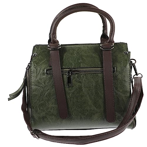 Paquet bandoulière vert grand format en PU pour femme rétro et chic