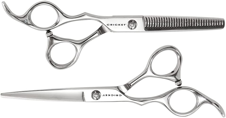 Cricket Shear Advantage Left-Hand Duo Professional Stylist 5.75" & 32T Stainless Steel Hair Cutting Scissors and Hair Thinning Shears Set, Lefty, Value Set with Case and Accessories