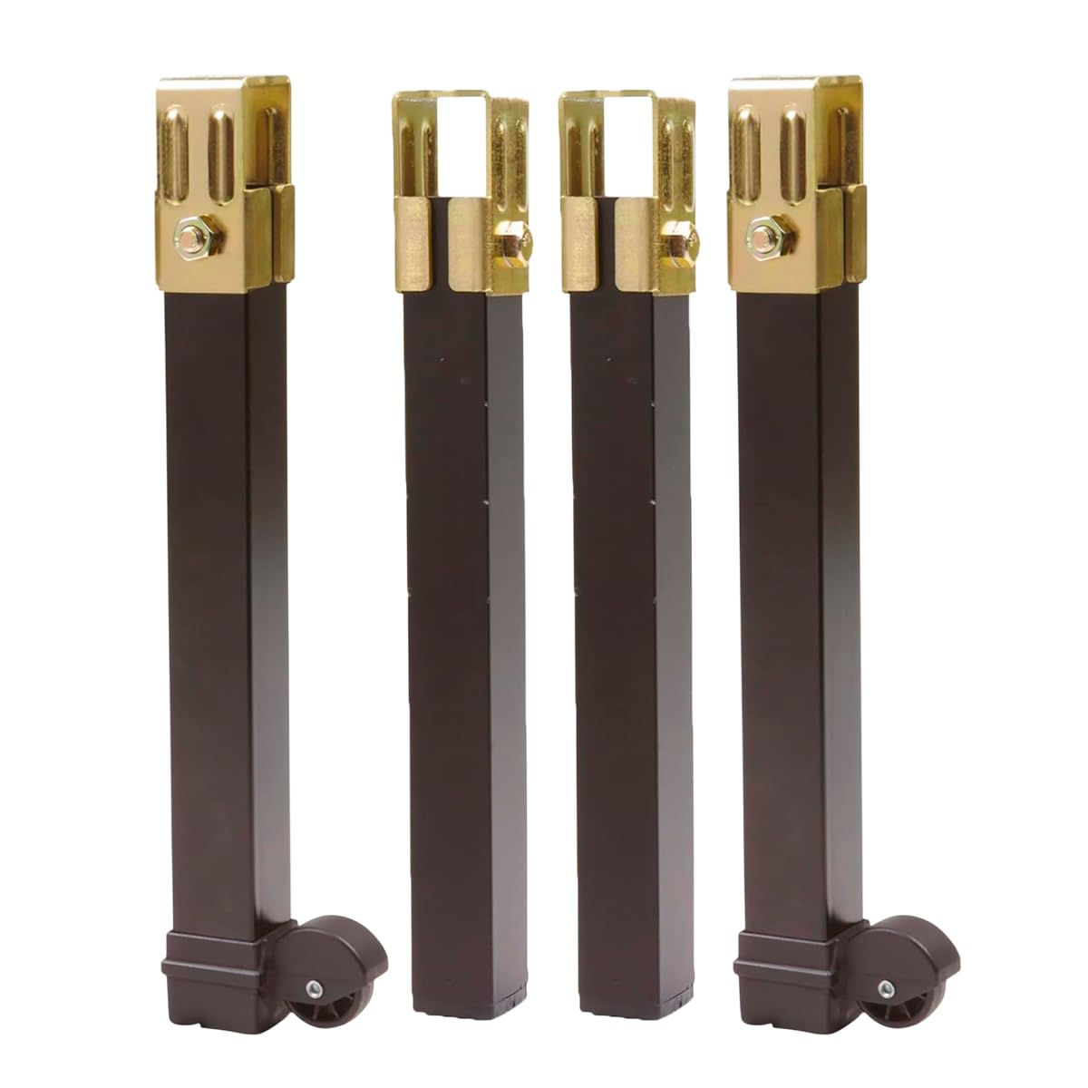 Amig - Set di 4 Gambe per Rete Letto - Quadrate in Acciaio - Colore Nero - Alta Resistenza - Gambe per Letto Fisse - 2 Gambe con Ruote - 270 x 30 x 30 mm