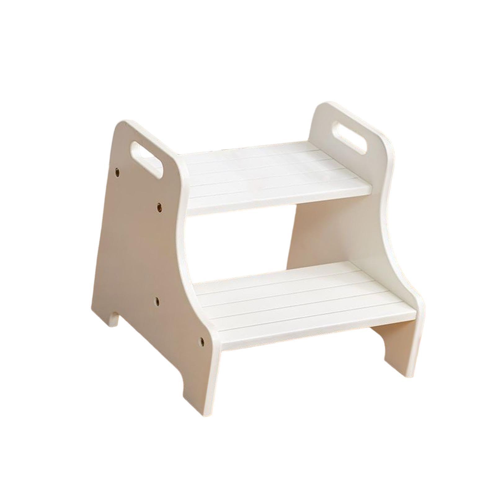 Taburete de Dos Niveles con Asas Y Cojines para Niños Y Adultos, Blanco, Individual