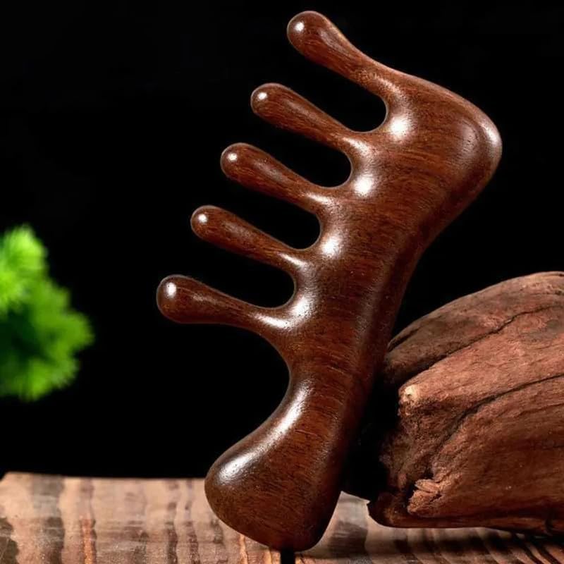 Image of Beaute Secrets Wooden Massager for Hair Growth | Gua Sha Head Massager | Scalp Massagers Natural Wood Hair Massage Comb, Brown