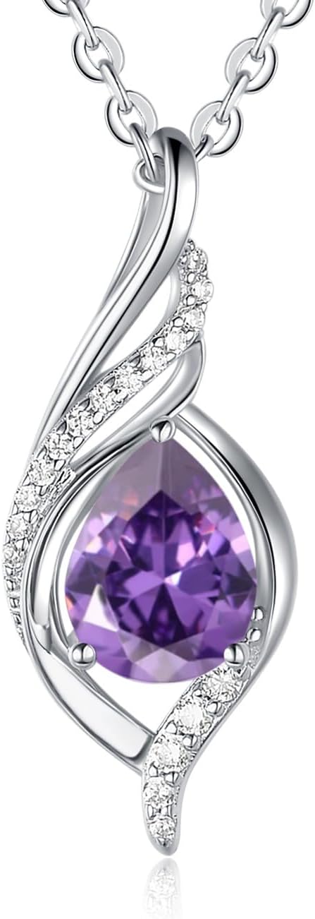 Birthstone Necklaces for Women Infinity Pendant S925 Sterling Silver Teardrop Pendant Necklace Anniversary Birthday Gifts for Women Wife Christmas Gifts for Her Mom Lady