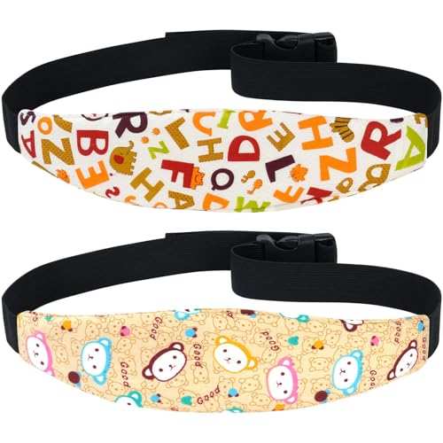 Kopfstütze Auto Kinder, Kopfband kindersitz, Kindersitz Zubehör Stirnband, Verstellbarer Schlafen Halter Gürtel für Babysitze, Autositze(Weiß+Farbe)