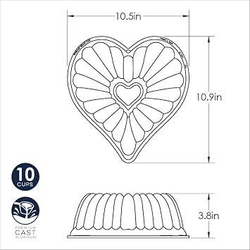 Nordic Ware, Nordicware 55548 Cake Mold, Heart Wreath, Aluminum Casting, Volume: 2.5lt, 55548Amz, Silver