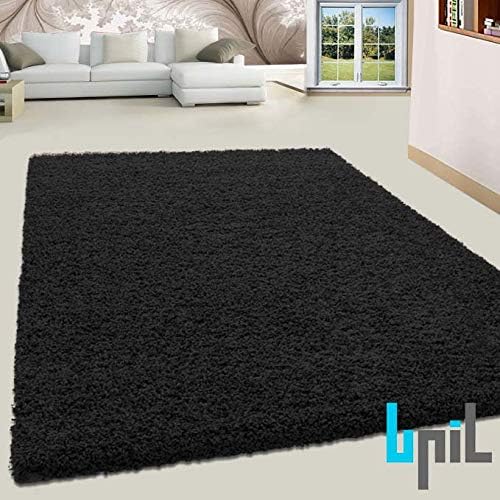 BPIL SHAGGY RUGS SOFT PLAIN Thick 5CM TWISTED PILE ANITSKID SMALL MEDIAM LARGE AREA RUGS (BLACK, 80X150CM)