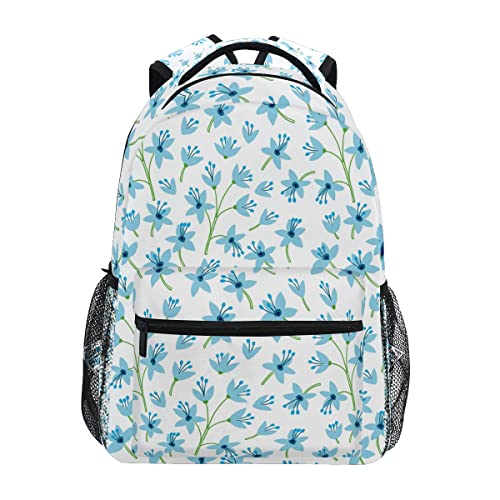 Sac à dos école fleur bleue spacieux pour protéger l'ordinateur des ados
