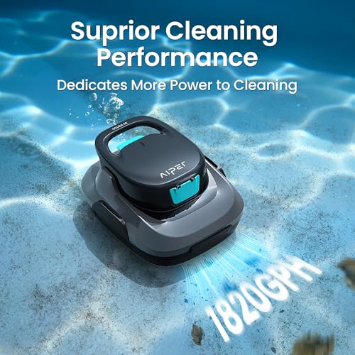 Image of (2026 Upgrade) Aiper Cordless Robotic Pool Cleaner, Dual-Cleaning Modes with 1820GPH Suction, 100-Min Runtime, Pool Vacuum for Above Ground Pools up to 860 Sq.ft, Charcoal & Cyan
