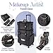 Kemier studio makeup case Omni-directional wheels 2 in 1 Professional Soft Sided,Removable,Artist Rolling Makeup Train Case,Cosmetic Organizer w/Storage Drawers