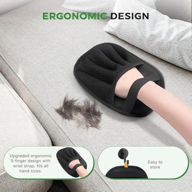 Pet Hair Removal Glove, Reusable Electrostatic Cats Dogs Hair Remover Gloves, Pet Hair Fur Remover Tool Mitt, Pet Hair Cleaning Glove for Furniture Bed Clothes Carpet Car Seat, 1 Piece-32xYdVnv