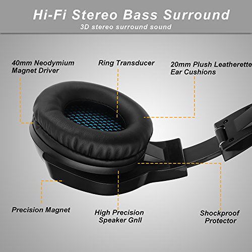 Qingta Gaming-headset, 3,5 mm jackplug, stereo-bas, surround-geluidsisolatie, gaming koptelefoon met microfoon en… - Image 5